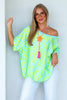 Make Your Mark Animal Print Lime & Turquoise Short Sleeve Blouse
