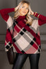 DOORBUSTER Adrianna Wine Combo Plaid Long Sleeve Sweater