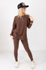 Follow Along Brown Long Sleeve Lounge Pant Set