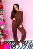 TWT® Gotta Have It Brown Pique Long Sleeve Top