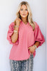 Peaceful Garden Rose Bubble Sleeve Blouse