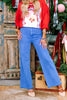 Little Moments Ocean Blue Cropped Wide Leg Jean