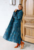 Free People Micah Blue Paisley Long Sleeve Duster Coat