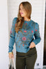 Nightingale Teal Long Sleeve Sweater