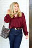 Carmen Burgundy Long Sleeve Blouse
