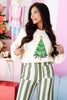 Christmas Tree Ivory Sequined Long Sleeve Sweater