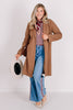 Lola Herringbone Mocha Belted Long Sleeve Coat