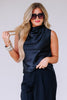 Stole the Show Black Cowl Neck Sleeveless Top