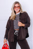 Z SUPPLY All Day Dark Chocolate Button Down Long Sleeve Jacket