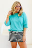 Kellie Turquoise Short Sleeve Ruby Pullover