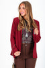 Downtown Burgundy Long Sleeve Blazer
