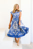 Royal Palms Blue Short Sleeve Midi Dress