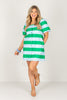 Meredith Green Striped Short Sleeve Mini Dress