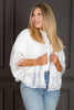 Tribal Summer White Short Sleeve Cardigan