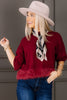 All That Burgundy Short Sleeve Feather Sweater Blouse
