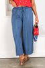Soft Launch Indigo Striped Wide Leg Pant
