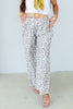 Simple & Sweet Linen Taupe Cheetah Wide Leg Pant