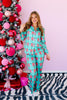 DOORBUSTER TWT® In The Spirit Green & Pink Bow Wide Leg Pajama Set