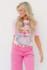 Santa Oil Painting Pink Bling Short Sleeve Tee