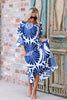 Shayla Cobalt Printed Short Sleeve Maxi Dress