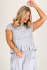 Lillian Grey Smocked Cap Sleeve Top