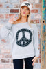 Peace Off Shoulder Heather Grey Long Sleeve Sweatshirt