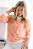 Meet You There Coral Striped Long Sleeve Pullover