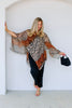 Kalena Coffee Leopard Print Sheer Poncho