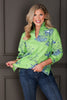 Harper Green Fields and Feathers Long Sleeve Blouse