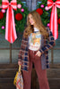 Stevie Collar Copper & Navy Plaid Long Sleeve Cardigan