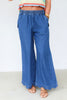Morgan Light Denim Scalloped Hem Wide Leg Pant