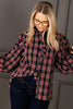 Happier Than Ever Dark Navy Plaid Long Sleeve Top