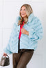 Snowy Streets Canal Blue Reversible Fox Fur Long Sleeve Coat