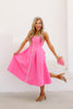 Everly Square Neck Hot Pink Midi Dress