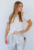 Keeping Clear Mocha Striped Short Sleeve Top