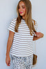 Keeping Clear Mocha Striped Short Sleeve Top