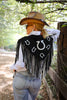 Horseshoe Black & White Two Tone Fringe Shrug