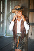 Western Moment Chocolate Studded Fringe Shrug