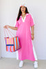 Avery Pink Short Sleeve Maxi Dress