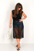 Another Glance Black Crochet Long Dress