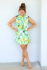 Birds Of Paradise Light Blue Sleeveless Mini Dress