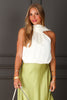 Mariah Champagne Satin Sleeveless Blouse