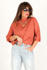 TWT® Stevie Rust Mock Neck Rust 3/4 Sleeve Top