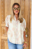 Miranda Floral Cream & Latte Short Sleeve Blouse