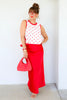 Grand Entrance Red Satin Midi Skirt
