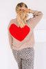 Heartbreaker Beige & Red Turtleneck Long Sleeve Sweater
