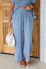 Magnolia Steel Blue Scalloped Hem Wide Leg Pant