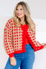 Take A Picnic Red & Khaki Long Sleeve Cardigan