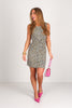 Tribal Sleeveless Sesame Leopard Mini Dress