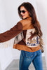 Dear Rodeo Cowboy Patch Brown Suede Jacket